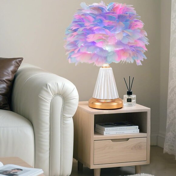 Blush Goose Fluffy Furry Countless Goose Desk Table Light Lamp Design Room Decor